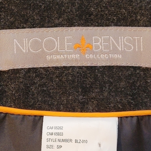 NICOLE BENISTI VINTAGE BLAZER BUTTON FRONT CLOSURE CHARCOAL GRAY WOMENS SMALL - Picture 14 of 14